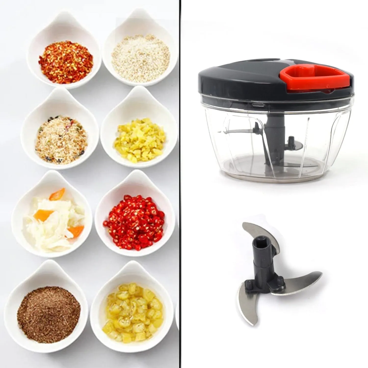 0055 Plastic Mini Handy and Compact Chopper With 3 Blades for Chopping Vegetables and Fruits for Your Kitchen