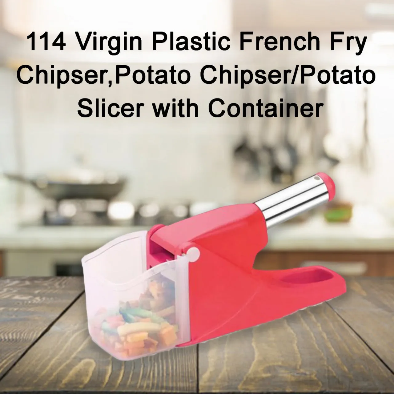 0114 Virgin Plastic French Fry Chipser, Potato Chipser / Potato Slicer with Container