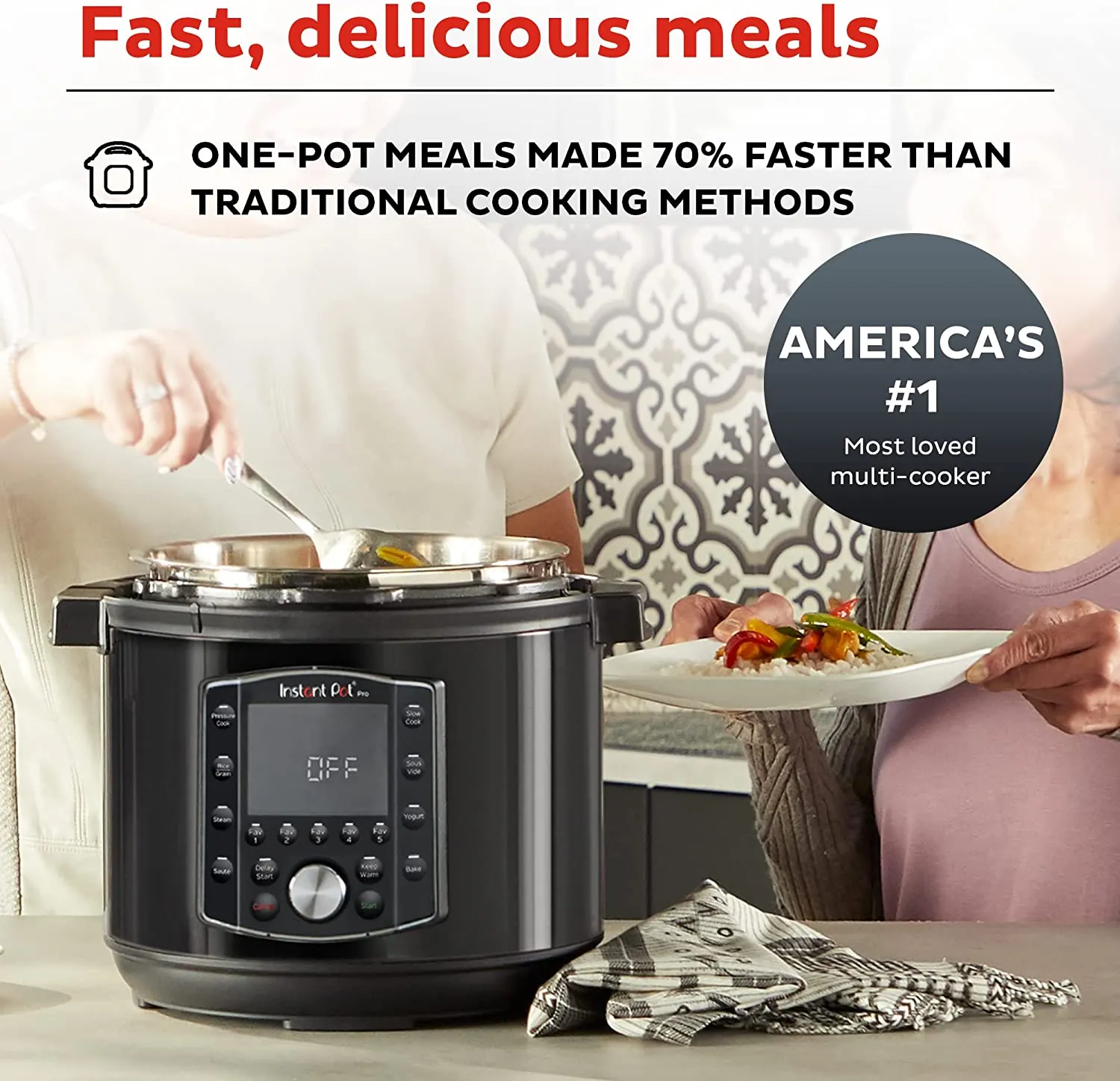 10 in 1 Pressure Cooker, Slow Cooker, Rice/Grain Cooker, Steamer, Sauté, Sous Vide, Yogurt Maker, Sterilizer, and Warmer, Black, 6 Quart