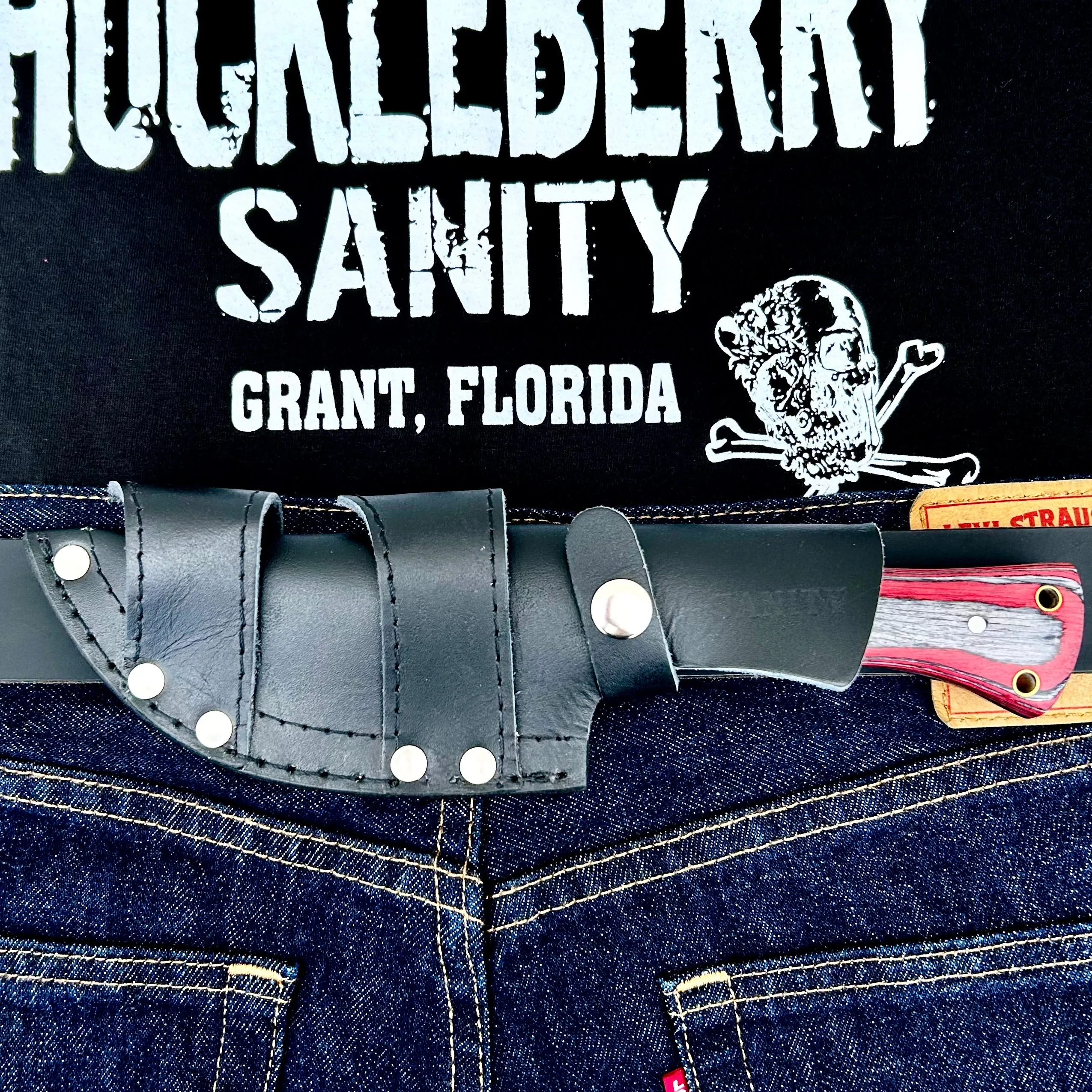 10” Rough Rider Series - I’ll Be Your Huckleberry - Red & Black Wood - D2 Steel - Horizontal & Vertical Carry - CUS66