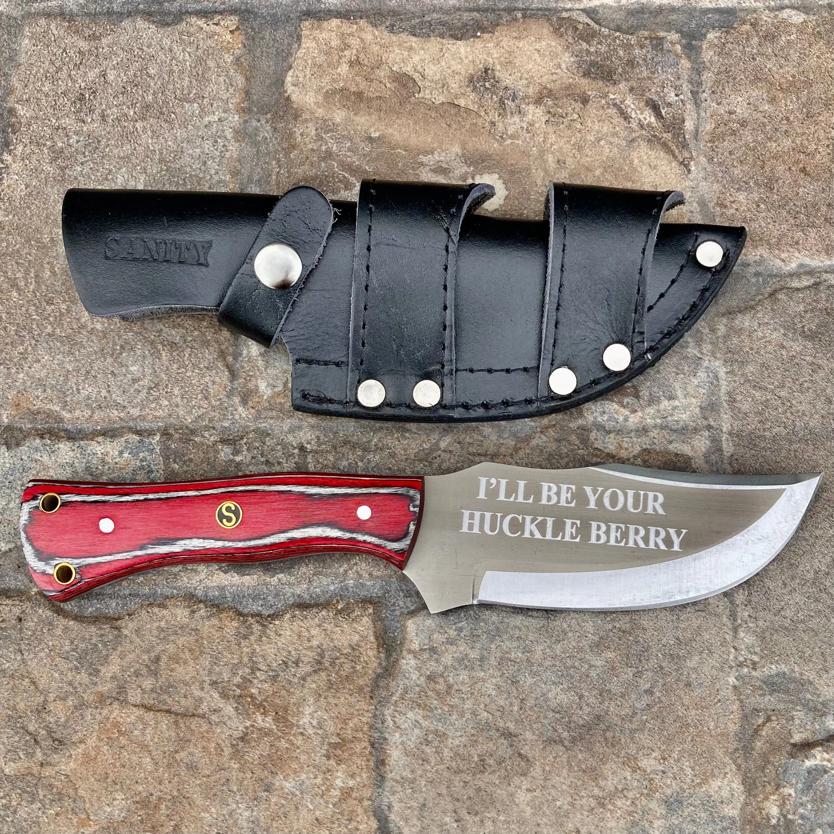 10” Rough Rider Series - I’ll Be Your Huckleberry - Red & Black Wood - D2 Steel - Horizontal & Vertical Carry - CUS66