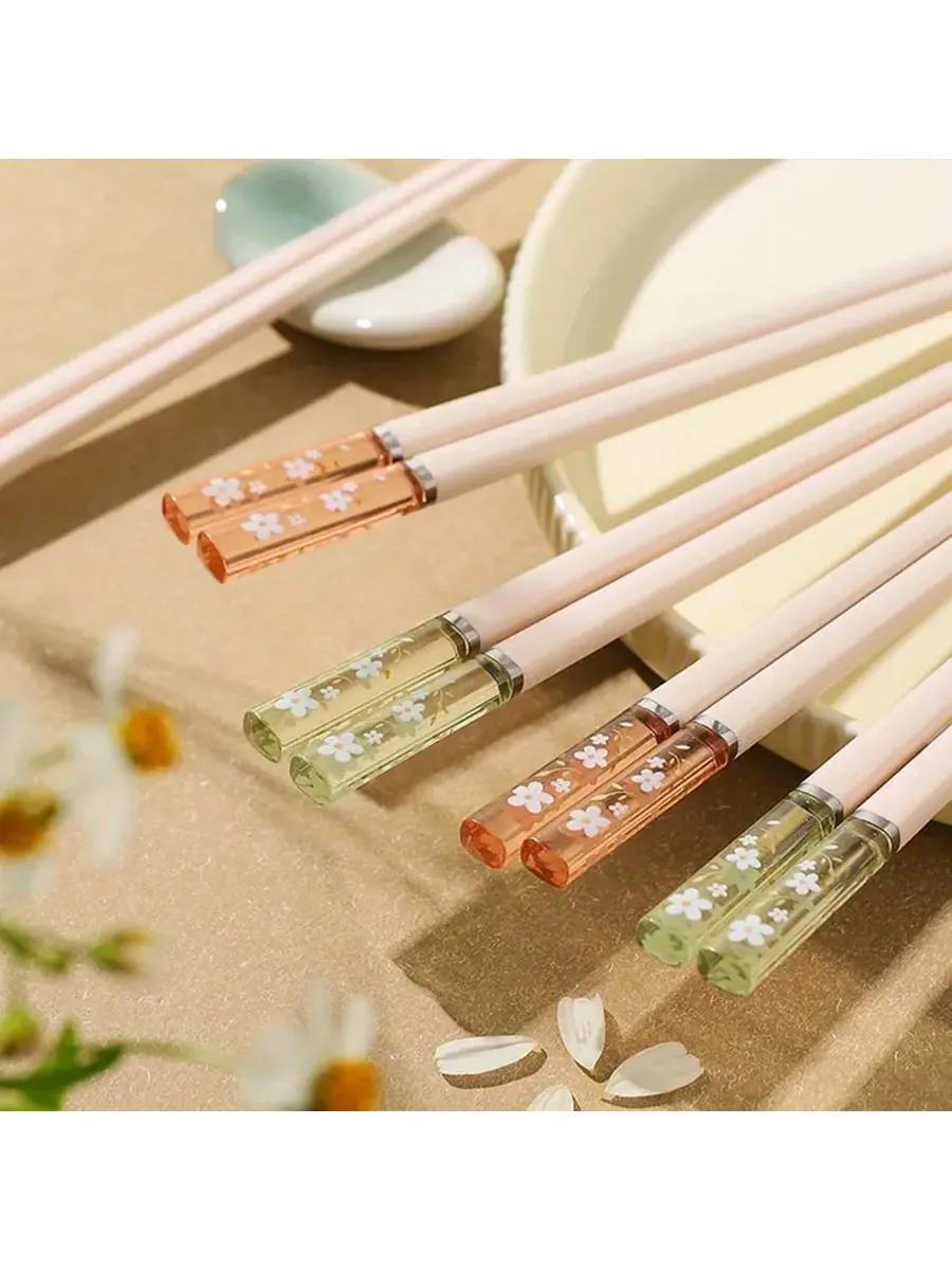 1/2/5pairs, Non-Slip Reusable Cherry Blossom Chopsticks For Restaurant, Home, Party, And Travel - Creative Kitchen Utensils For Easy And Comfortable Eating