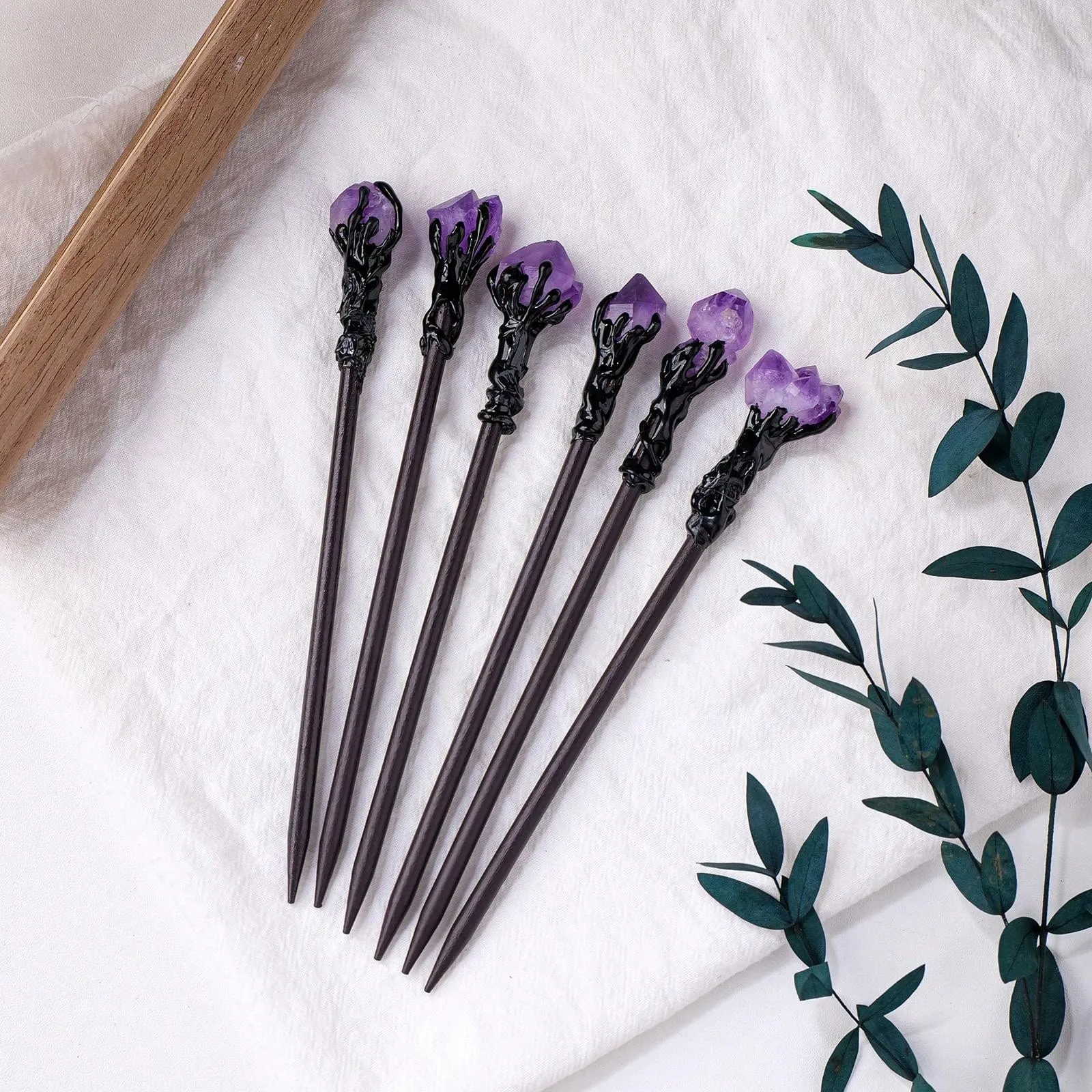 1PC Natural Crystal Ball Chinese Style Hairpins Crystal Column Hair Stick Vacation Style Hair Fork Hair Chopsticks Woman Jewelry Hair Clip