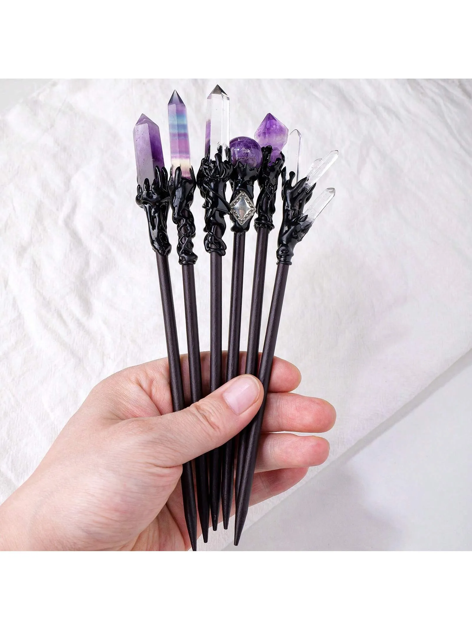 1PC Natural Crystal Ball Chinese Style Hairpins Crystal Column Hair Stick Vacation Style Hair Fork Hair Chopsticks Woman Jewelry Hair Clip