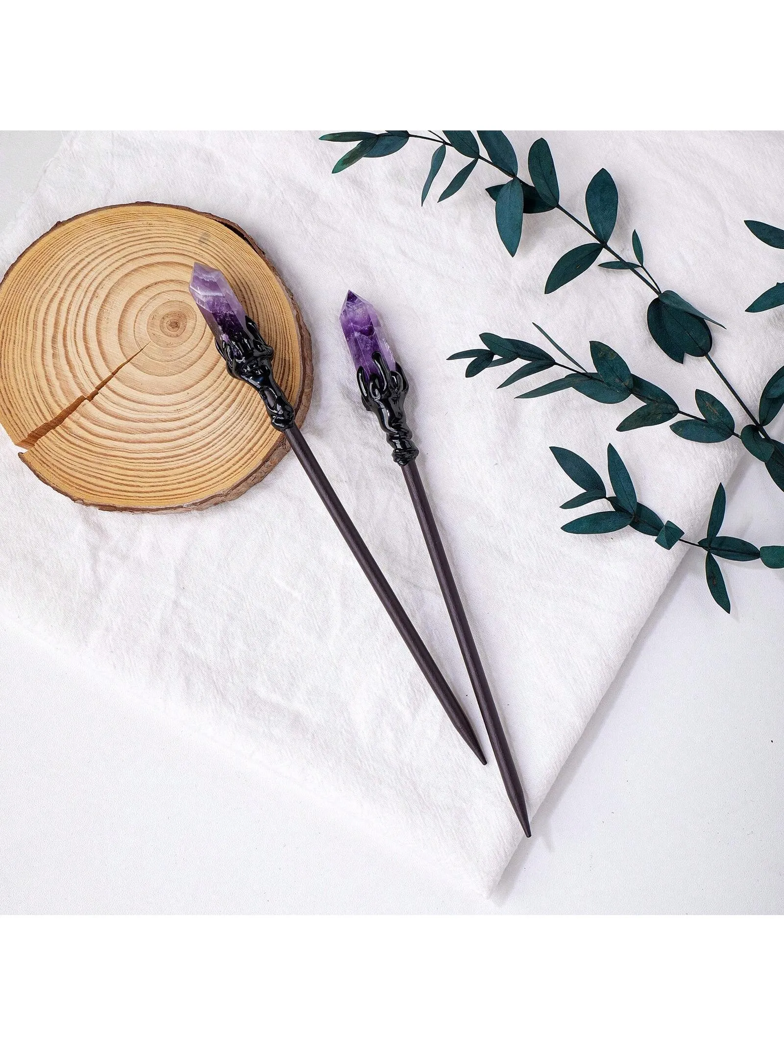 1PC Natural Crystal Ball Chinese Style Hairpins Crystal Column Hair Stick Vacation Style Hair Fork Hair Chopsticks Woman Jewelry Hair Clip