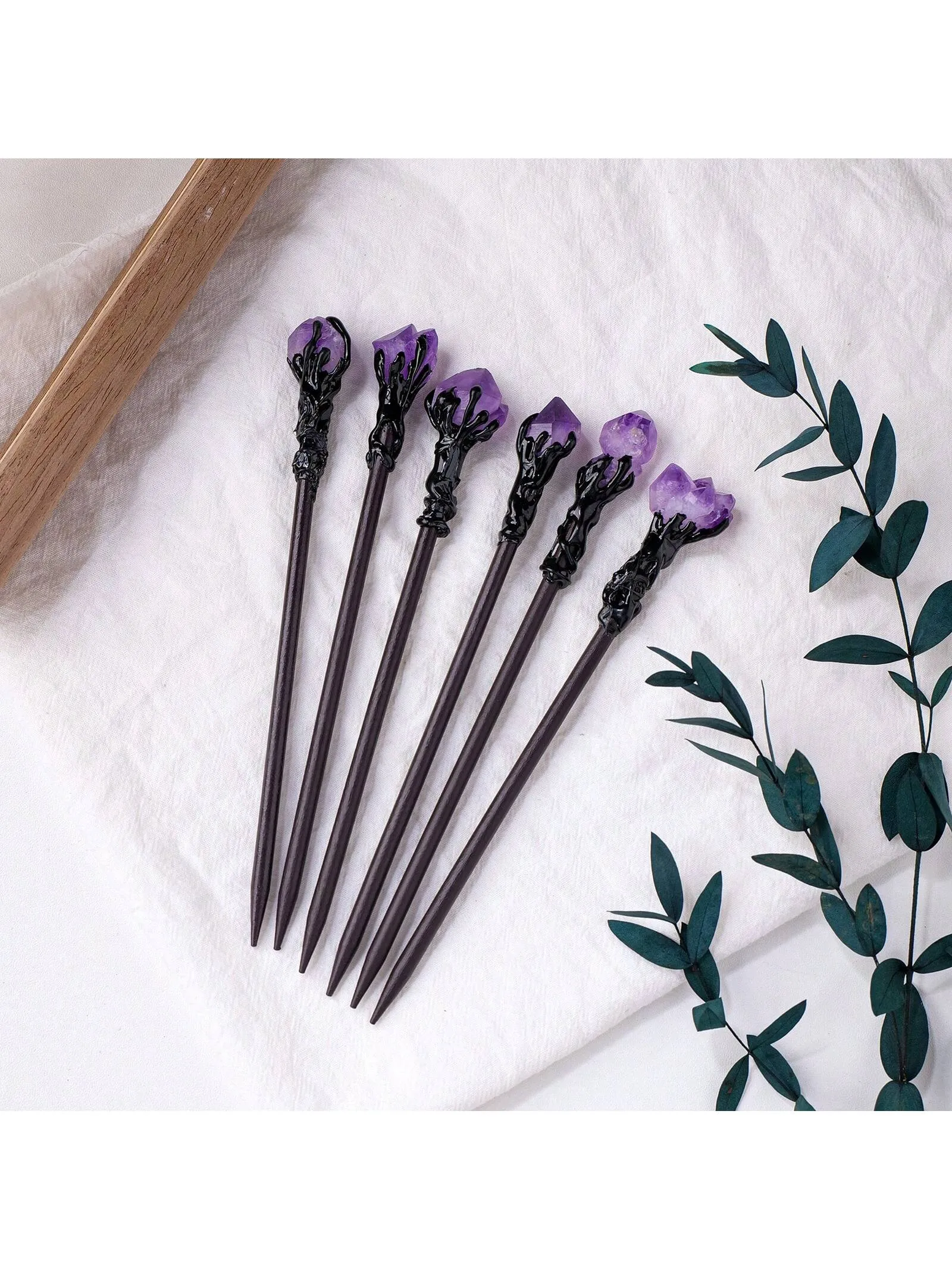 1PC Natural Crystal Ball Chinese Style Hairpins Crystal Column Hair Stick Vacation Style Hair Fork Hair Chopsticks Woman Jewelry Hair Clip