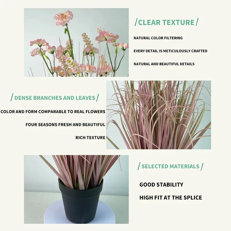 Artificial Flowers  Pink PVC Plastic Material Artificial Plant Tabletop Decoration Artistic Potted Flower Yooly Plant - YLS10218