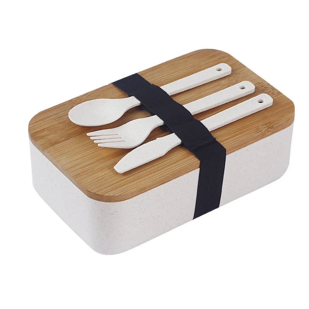 Bamboo Lunch Box With Cutlery & Lid