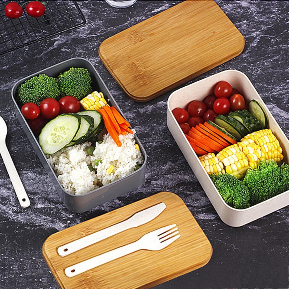 Bamboo Lunch Box With Cutlery & Lid