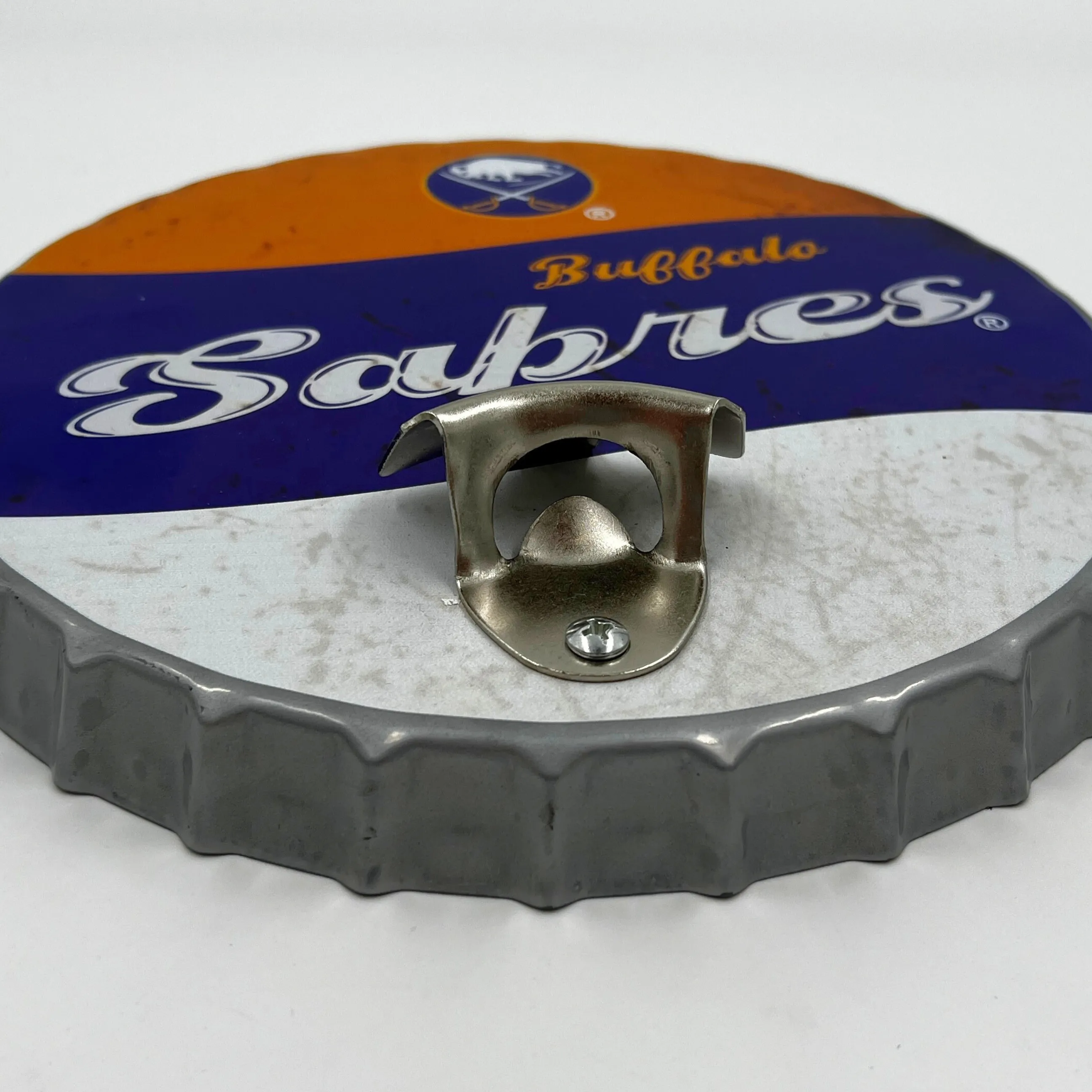 Buffalo Sabres Blue & Gold Metal Bottle Cap Opener Sign