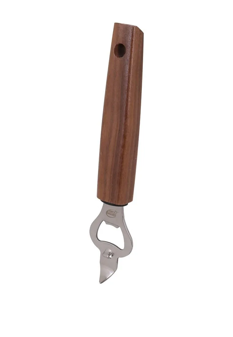 Chef's Gallery Stainless Bottle Opener with Solid Walnut Wooden Handle