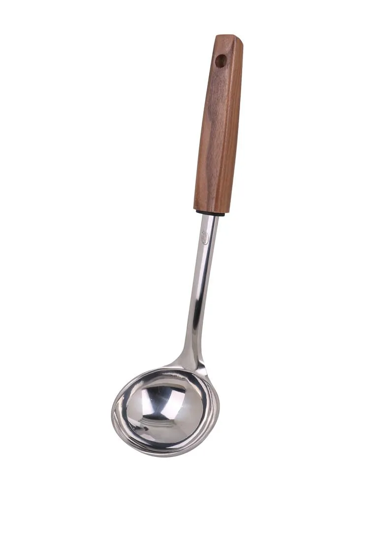 Chef's Gallery Stainless Soup Ladle with Solid Walnut Wooden Handle