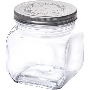 Classic Food Saver, Square Glass Storage Container Jar with Metal Lid - 33.75 Ounces