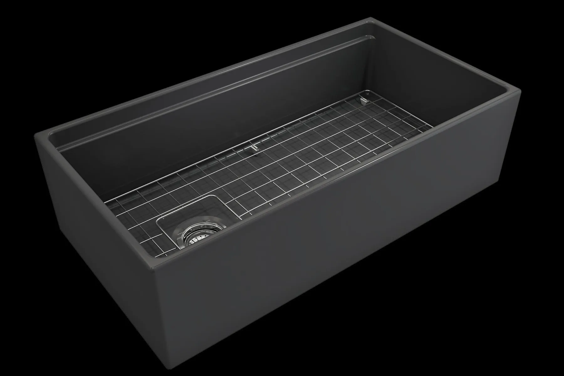 Contempo Step-Rim 36" x 19" x 10" Single-Basin Farmhouse Apron Front Kitchen Sink in Matte Dark Gray