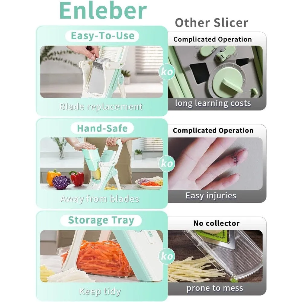 Enleber™ Safe Mandoline Slicer - Premium Upright Vegetable Chopper for Effortless and Precise Slicing