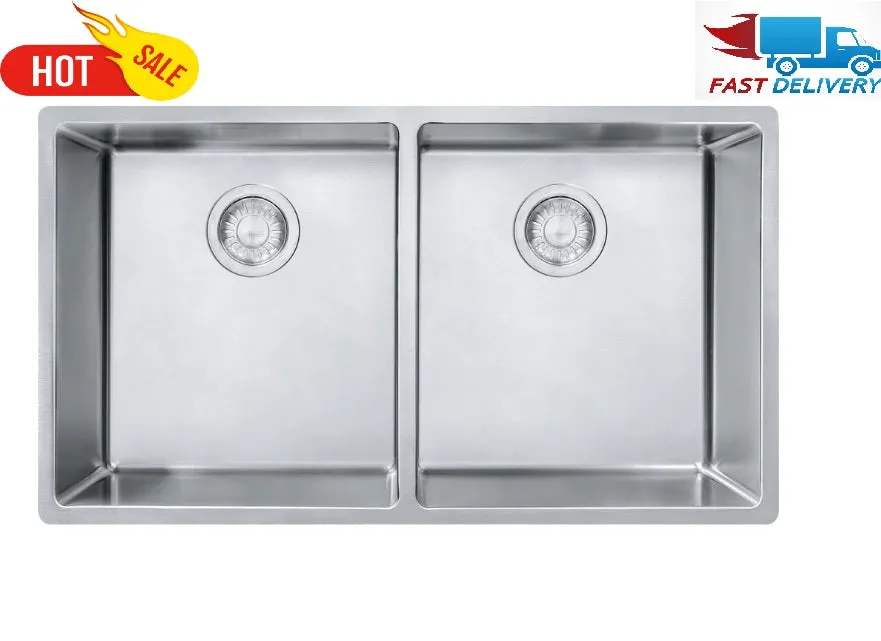 FRANKE - CUX120-CA CUBE 2 BOWL UNDERMOUNT KITCHEN SINK - STAINLESS STEEL