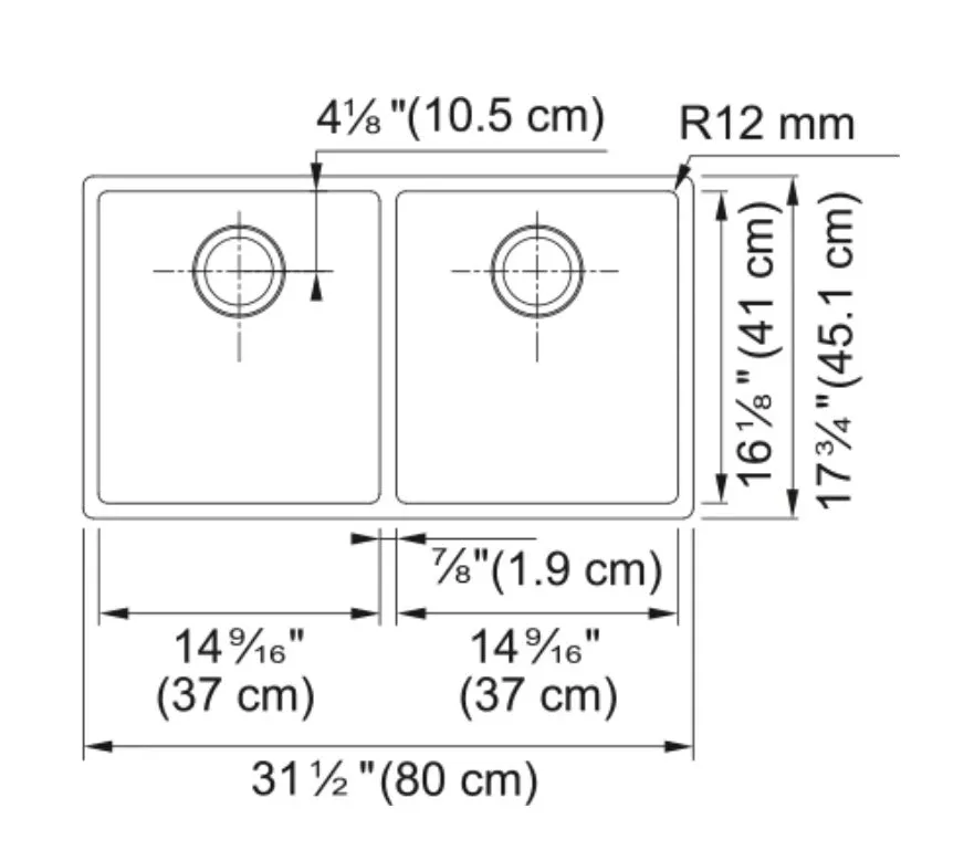 FRANKE - CUX120-CA CUBE 2 BOWL UNDERMOUNT KITCHEN SINK - STAINLESS STEEL