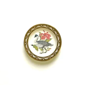 Franklin Porcelain State Birds and Flowers Miniature Plate HAWAII Hawaiian Goose / Hibiscus