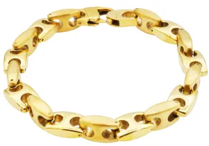 Mens Gold Stainless Steel Anchor Chain Bracelet