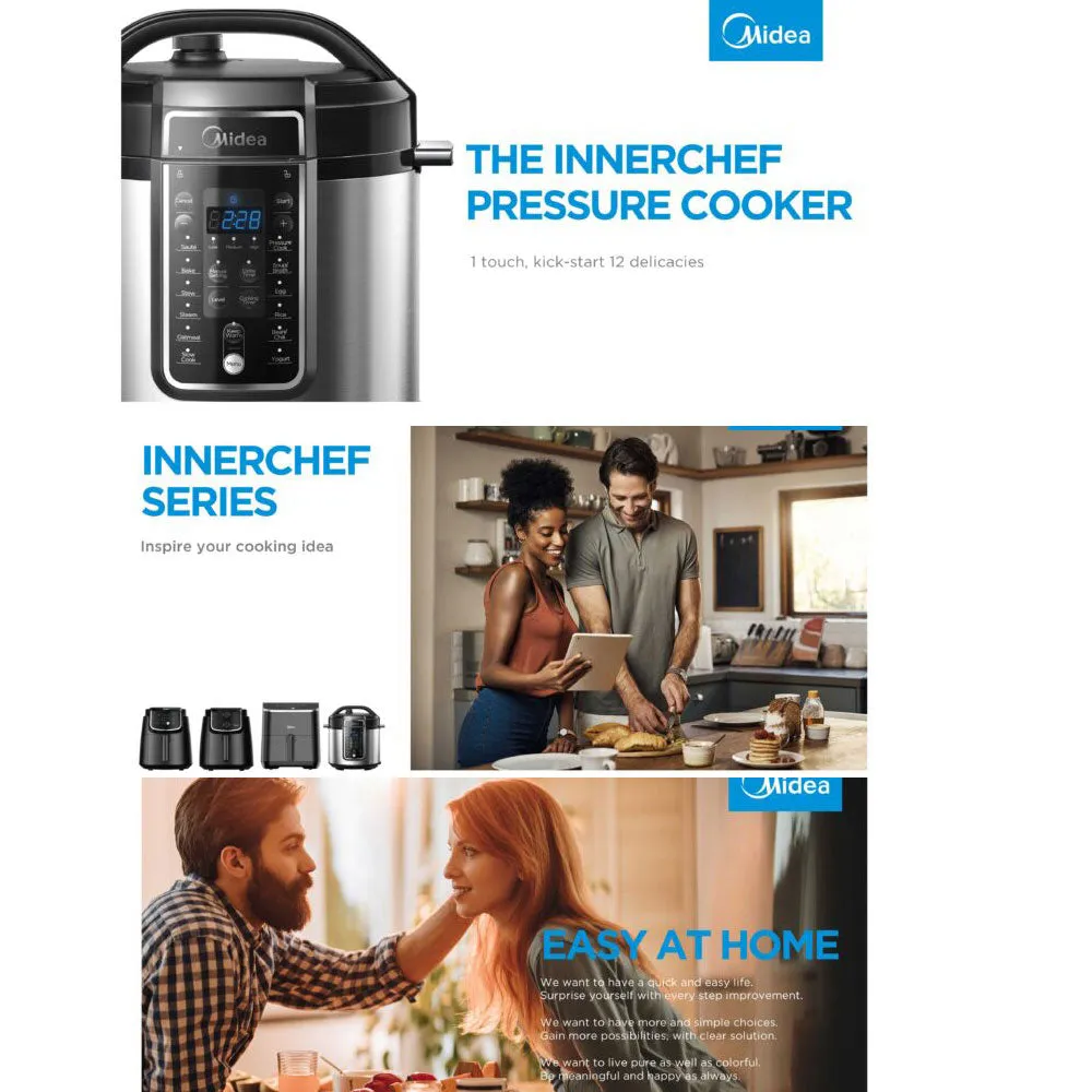 Midea 5.7L Pressure Cooker with 12 Programs | 9-in-1 Safety Features | High-Pressure Quick Cooking