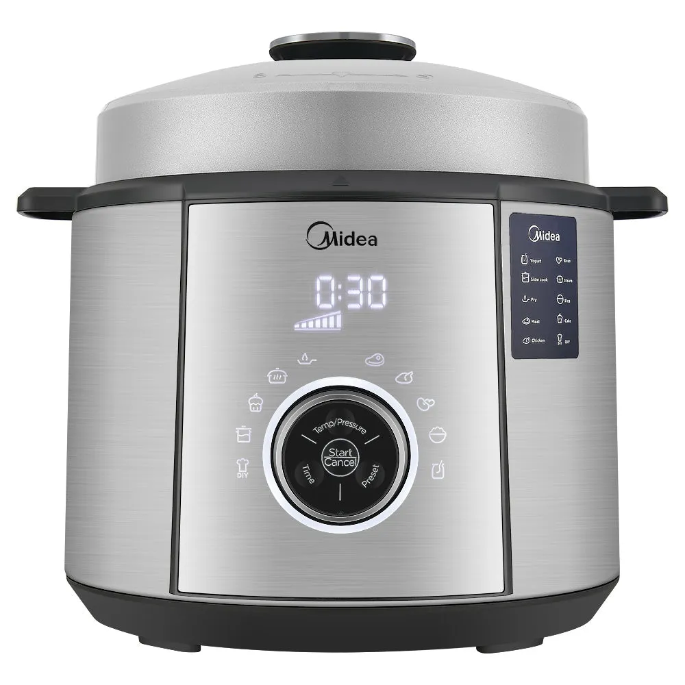 Midea 6L Electric Pressure Cooker 8-in-1, 1100W with LED Display and Non-Stick Coating