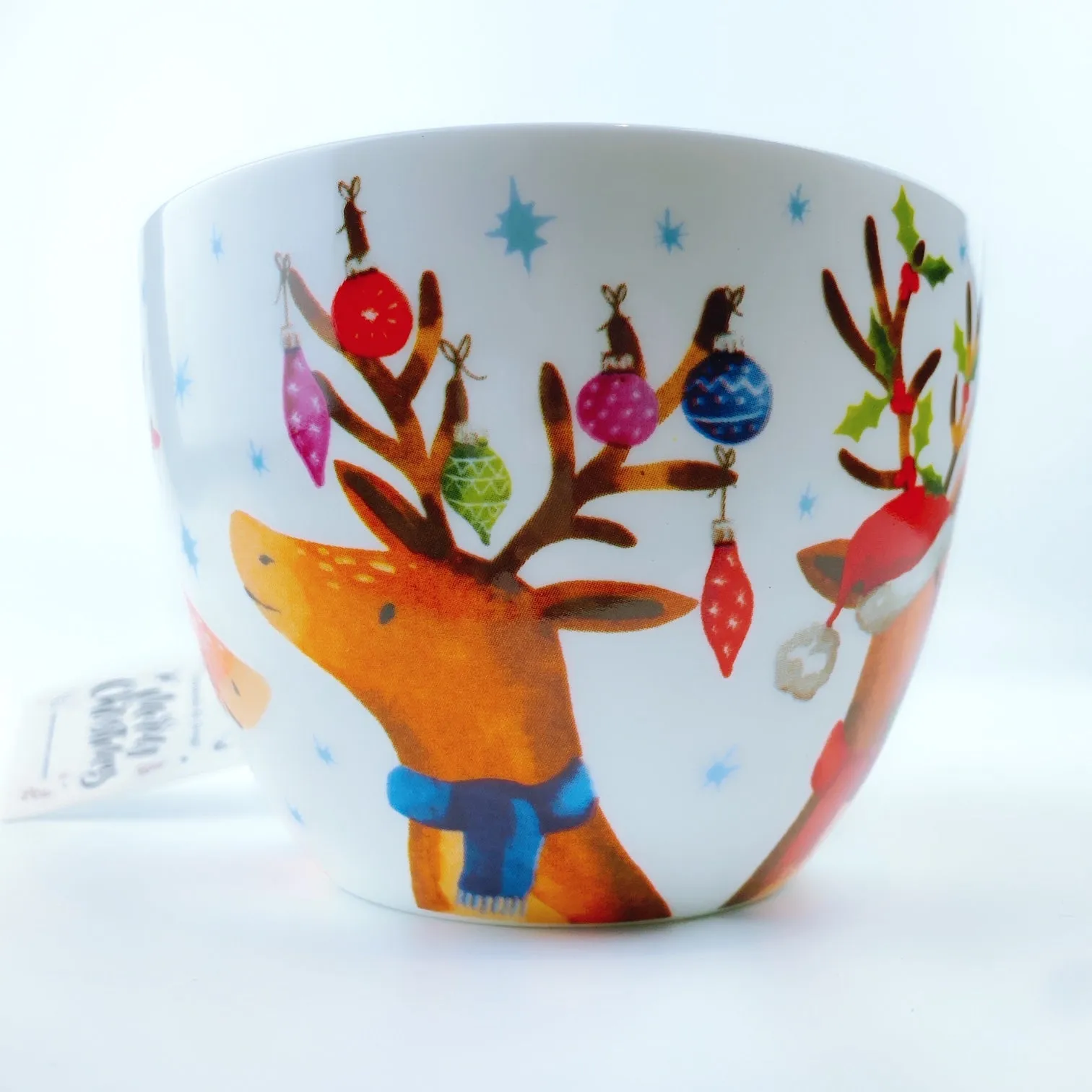 Portobello Oh, Deer Christmas Reindeer Design - 20 oz XL Bone China Coffee/Tea Mug