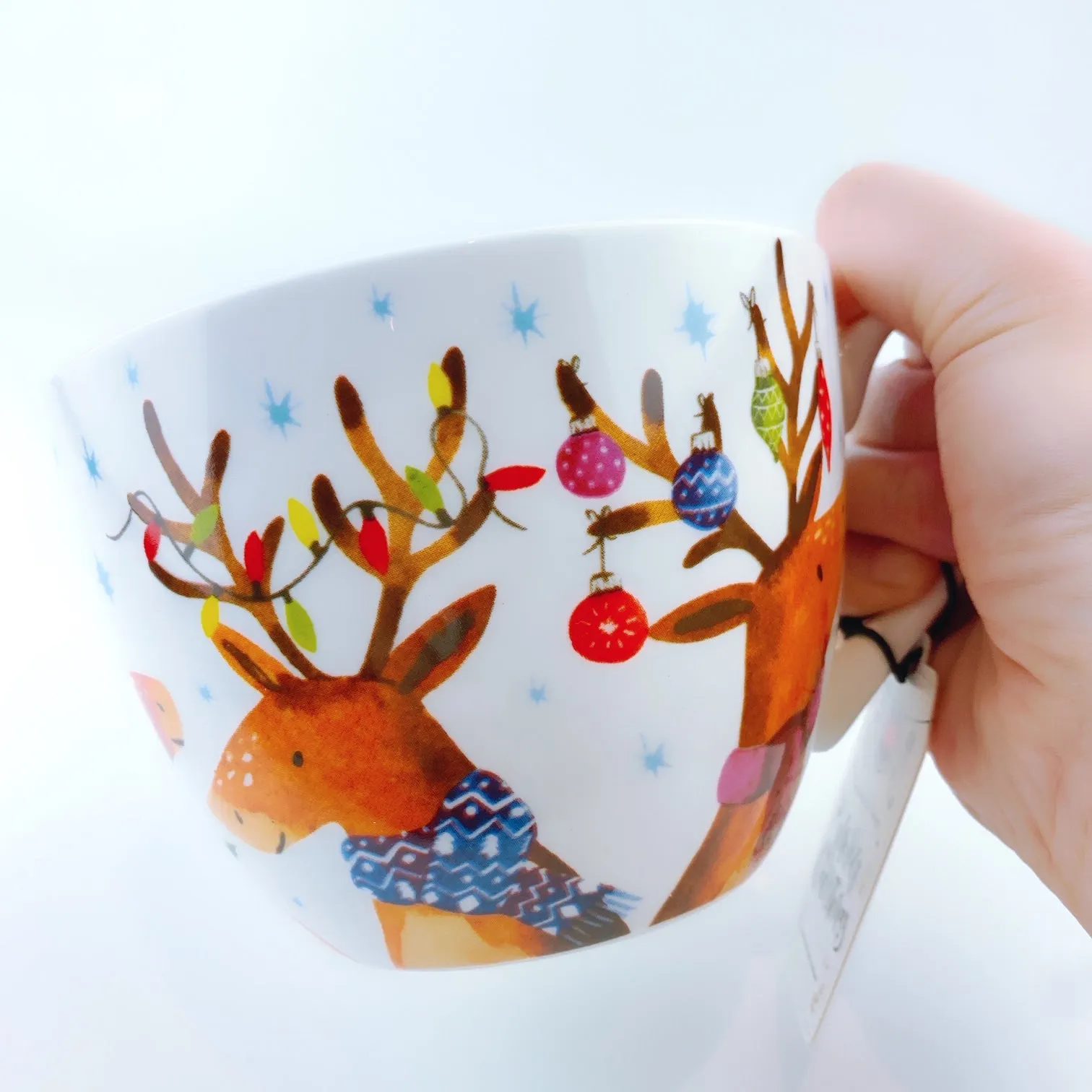 Portobello Oh, Deer Christmas Reindeer Design - 20 oz XL Bone China Coffee/Tea Mug