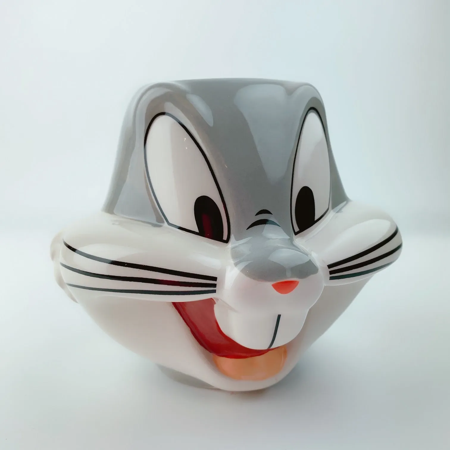 Silver Buffalo Looney Tunes Bugs Face Ceramic 3D Sculpted Mug, 22-ounces, Gray/White