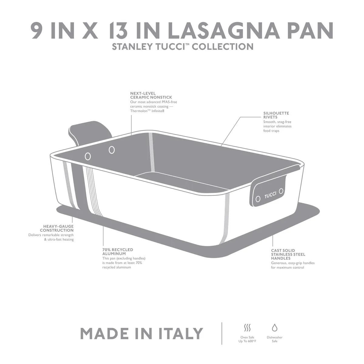 Stanley Tucci™ Ceramic Nonstick Lasagna Pan | Carrara White