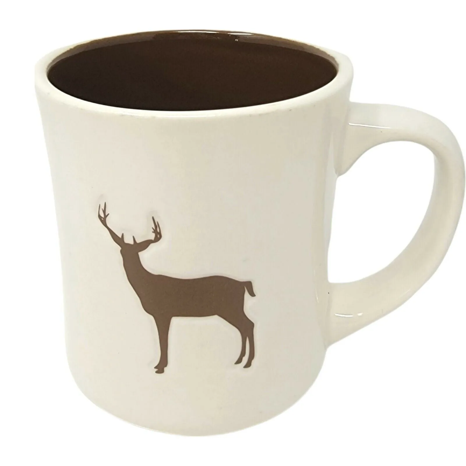 Starbucks Stag Coffee Mug Brown Embossed 2008 cup 12 oz Antlers Deer Elk Buck