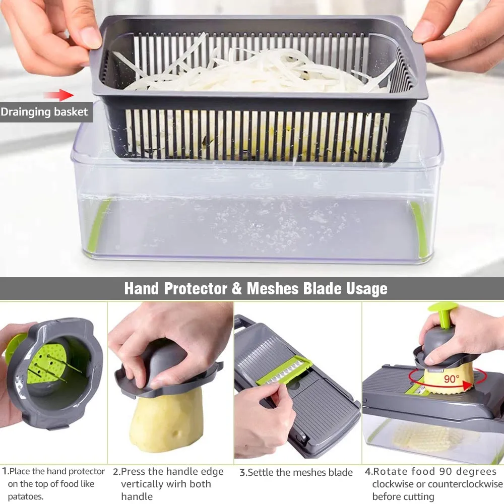 Vegetable Cutter Multifunctional Slicer Fruit Potato Peeler Carrot Grater Kitchen accessories basket vegetable slicer - kitchen wear